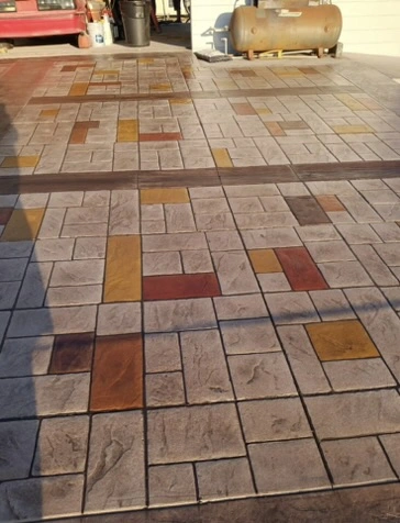 stained and stamped concrete driveway in Spring Hill, Florida